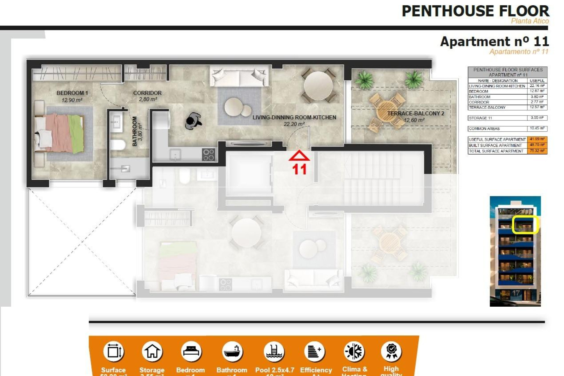Short Term Rental - Penthouse -
Torrevieja - Playa del Acequión